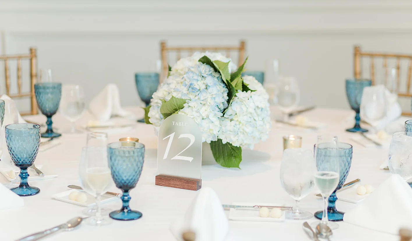 Table with floral centerpiece