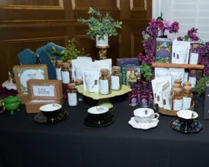 tea products set on tables